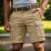 Men's Washed Cotton Tooling Shorts Summer Multi-pocket Casual Five-point Pants Solid Color Men's Pants