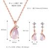 Rose Quartz Necklace and Earrings Set for Women Silver 925 Hypoallergenic October Birthstone Earrings Dangling Necklace Pink Gold Simple Girlfriend