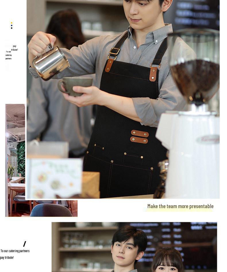 High-End Waterproof Canvas Apron for Catering and Dining