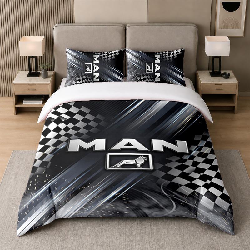 3Pcs Bedding Setman Truck Soft Bed Sheet and Two Pillowcases Home Bedroom Decor