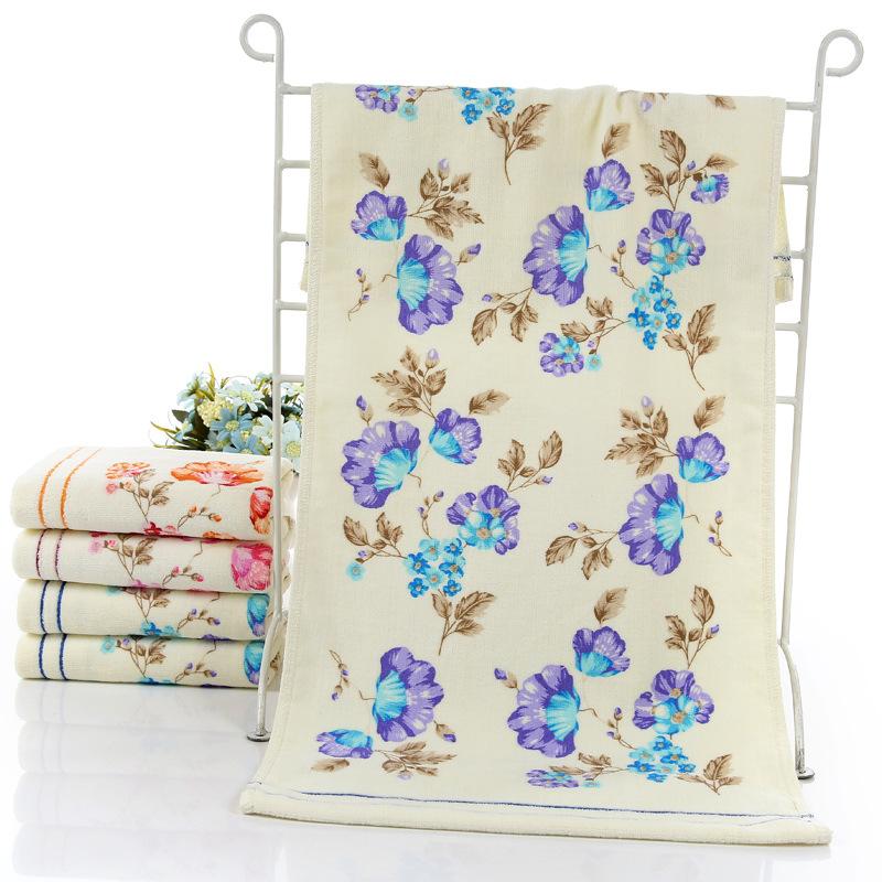 Soft Cotton and Bamboo Fiber Floral Pattern Quick-Drying Bath Towel and Washcloth Set