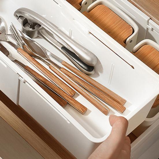 Expandable Storage Box Drawer Organizer with Removable Dividers Adjustable 3-Compartment Drawer Divider for Office Kitchen Bathroom Bedroom