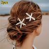 2PCS Starfish Hair Clips Set Alloy Material with Pearl and Rhinestone Embellishments Decorative Hair Accessories for Women Girls