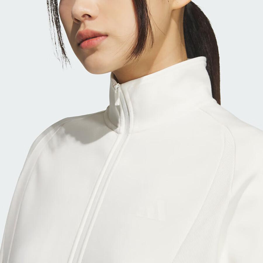 adidas Sports Casual Solid Color Long Sleeve Stand Collar Jacket Women Jacket White KF2541