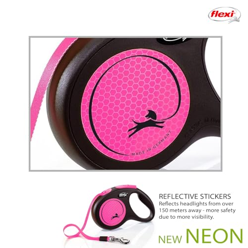 Flexi New Neon Einziehbare Leine, Bandtyp, Klein, 5 m, Pink [Offizielles japanisches Produkt]
