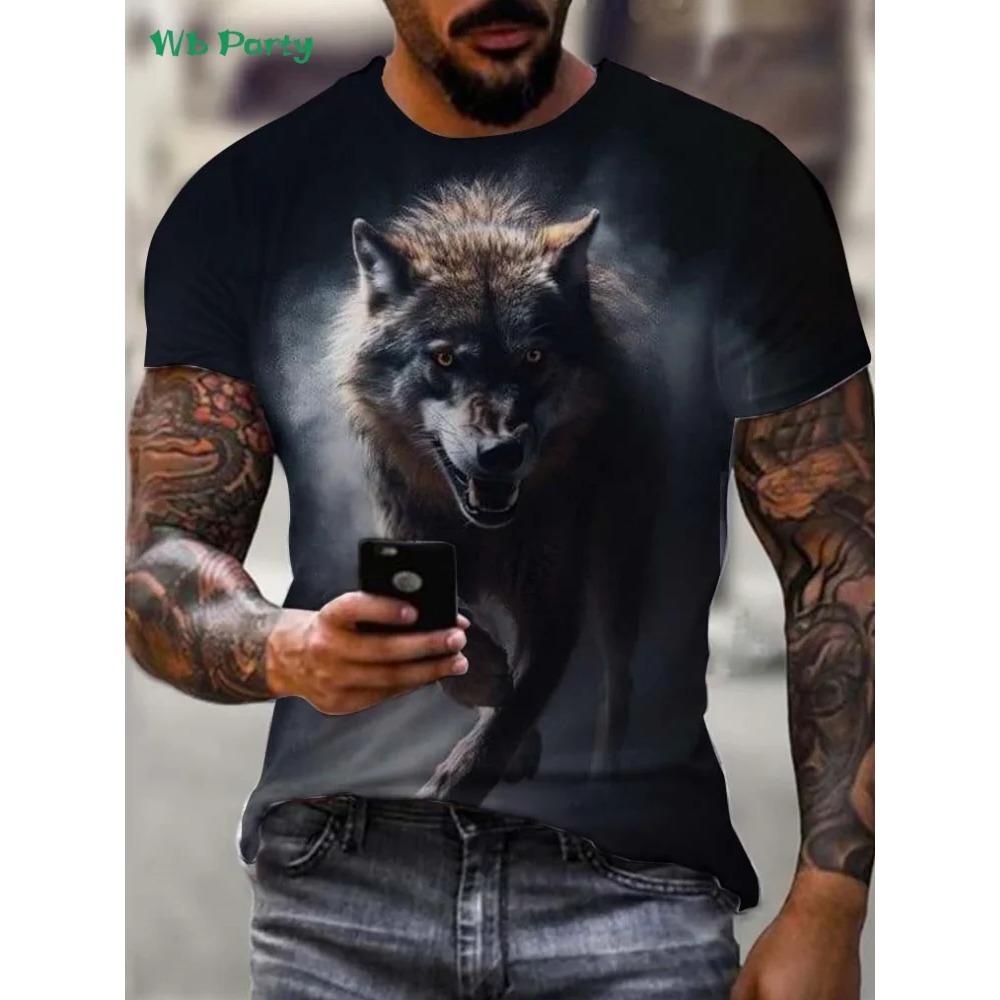 Vintage Wolf Grafik T-Shirt Herren Sommer Outdoor Herren Kurzarm T-Shirt Übergroßes Herren T-Shirt Mode Rundhals Herrenbekleidung
