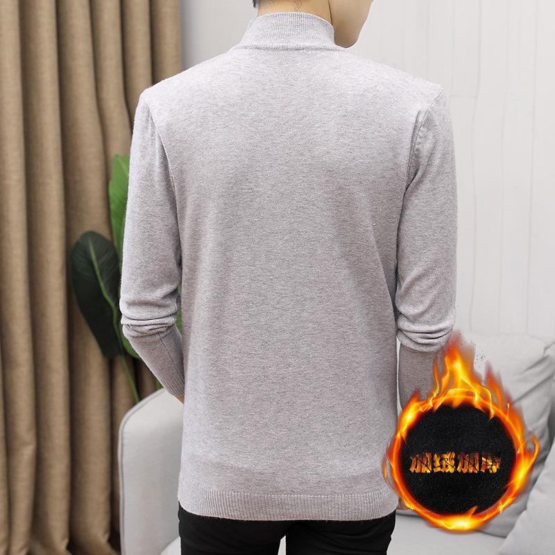 Men's Cross-Border Plus Size Velvet Thick Sweater, Autumn/Winter Half-High Collar Pullover, Trendy Warm Knitwear