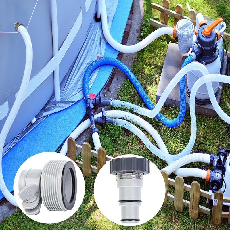 Pool Hose Adapter With Clamp Washer 2 Types Conversion Connector Replacement Pool Hose Adapter For Intex Threaded, Easy To Use