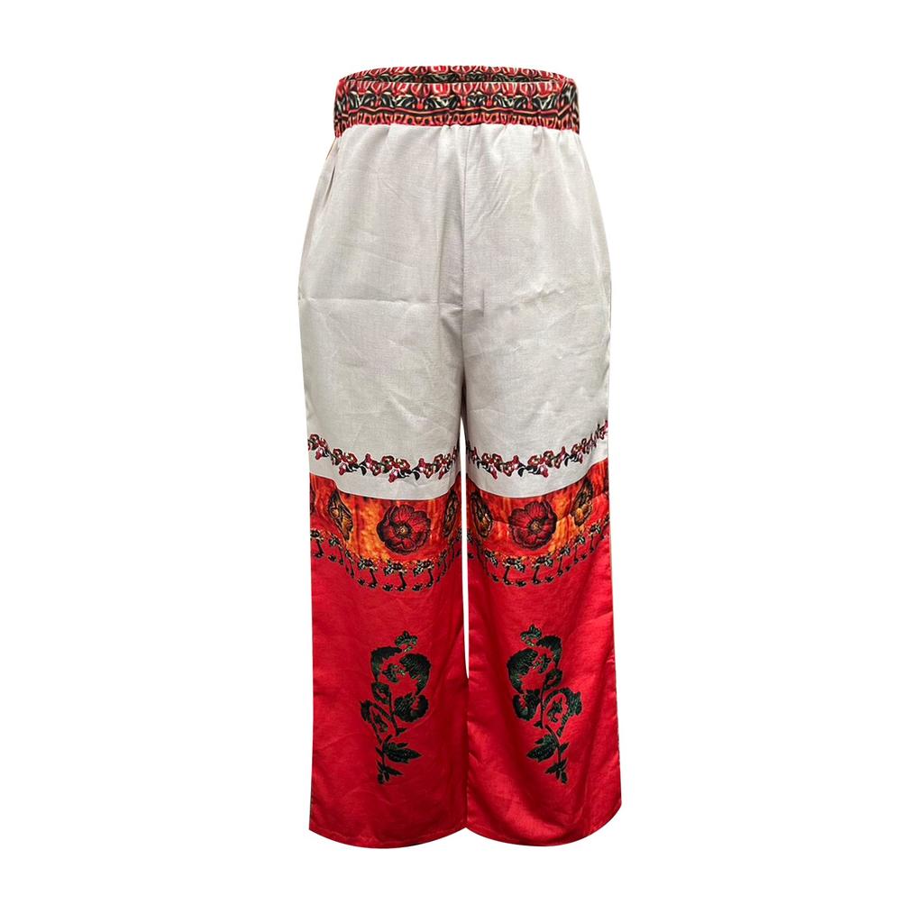 Women's Cotton And Linen High Waist Retro Print Fashion Trousers