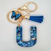 1pc Custom Blue Alphabet Letter Keychain with Butterfly Pendant Resin Ladies Key Ring with Tassel - Elegant Accessory for Bags Backpacks