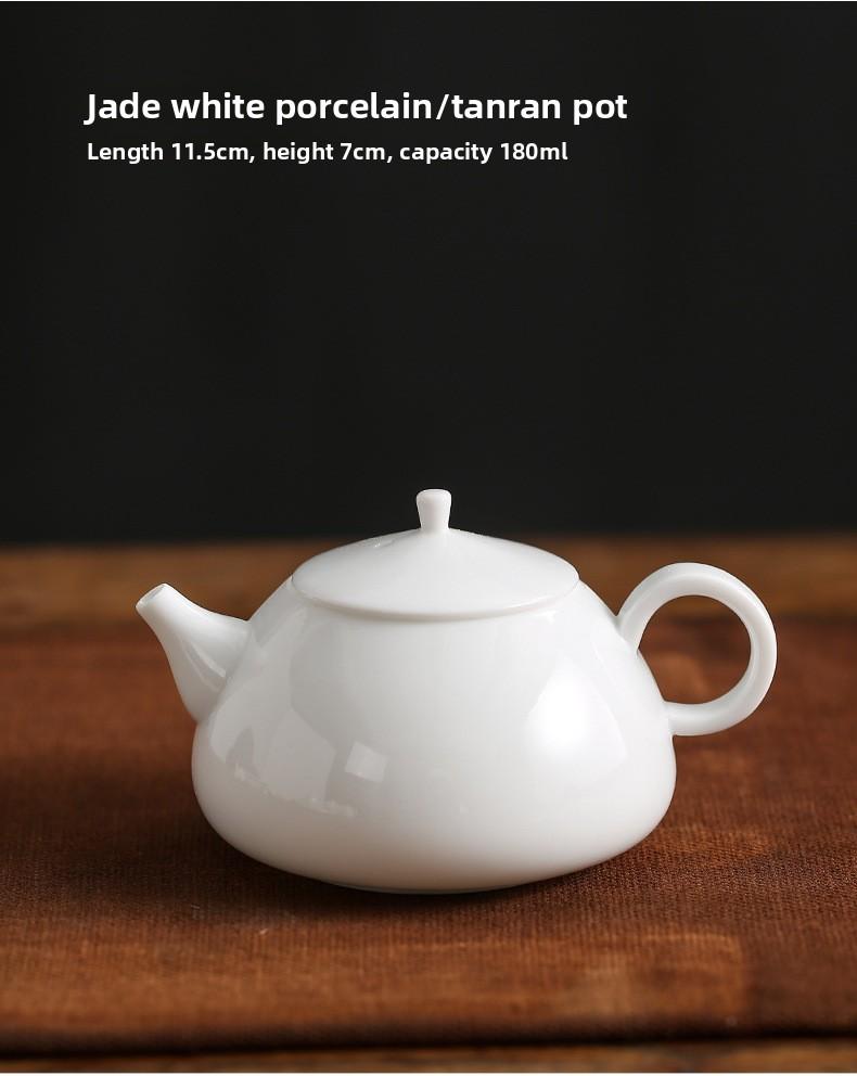 White Porcelain Tea Pot Yulan Gongfu Tea Set Think Tank Office Use Large Size Tea Kettle for Busin And Home Use