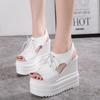 Fashion 16CM Super High Heels Wedges Women Sandals 14CM Summer Thick Bottom Peep Toe Platform Female Sandals Sexy Party Dress Show Shoes