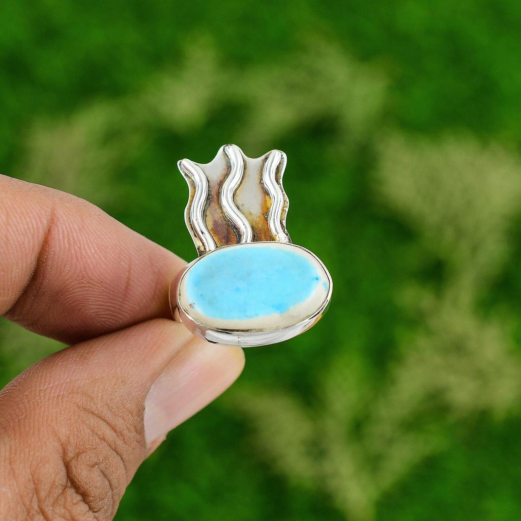 Natural Sleeping Beauty Turquoise Gemstone Multi Stone Ring Size 7 925 Silver