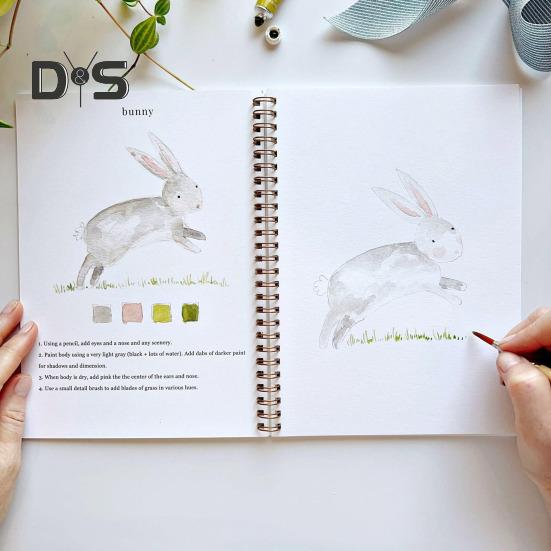 Aquarell-Arbeitsbuch, 24 Farben, Aquarell-Malset mit Pinseln, spiralgebundenes Wassermalbuch, Kunsthandwerksgeschenke für Anfänger