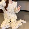 Romantic Flower Spring Cloud Cotton Long Sleeve Pajamas Women'S Doll Collar Set Comfortable Loungewear