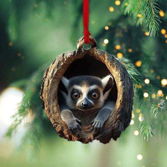 Forest Animal Christmas Ornament 2D Acrylic Owl Raccoon Koala Squirrel Xmas Tree Hanging Decoration for Tree Home Party Decor