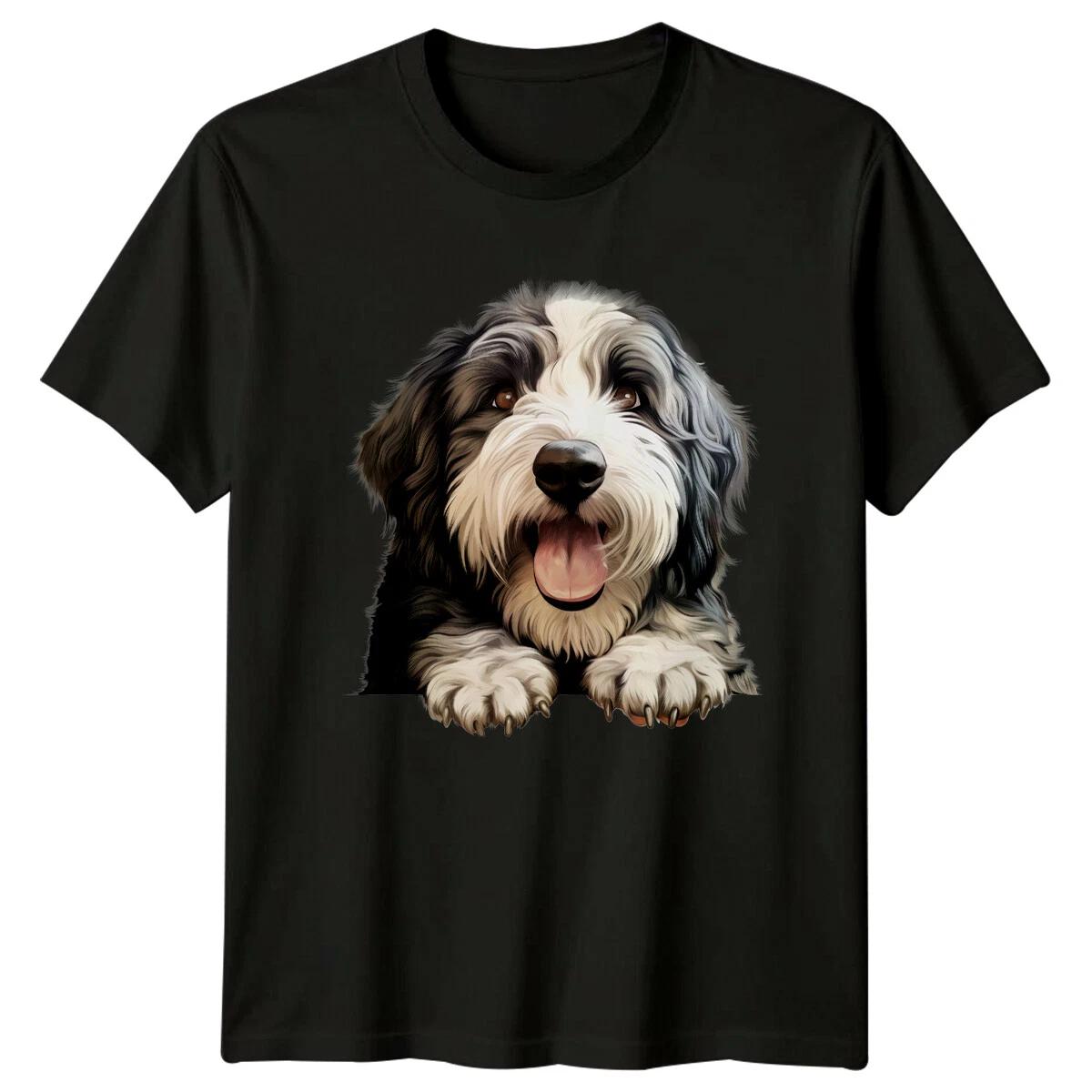 Cute Dog Breed Portrait T-Shirt, Artistic Style Dog T-Shirt XXXXL