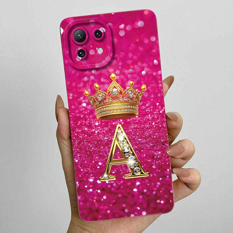 For Xiaomi Mi 11 Lite / 11 Lite 5G / 11 Lite 5G NE Crown Initial Letter Couple Phone Case Soft Silicone TPU Protective Casing