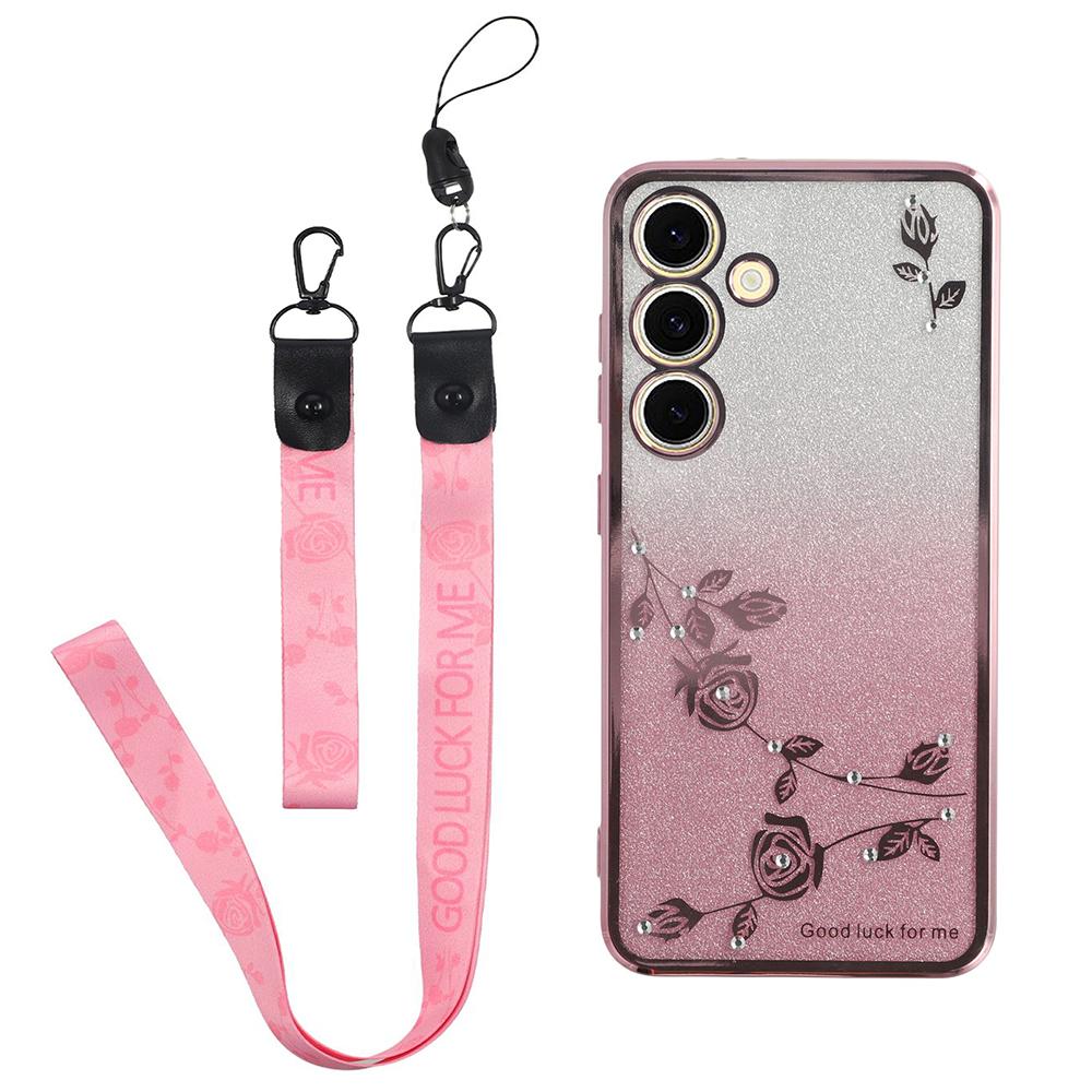 KADEM For Samsung Galaxy S24+ Case Glitter Phone TPU Shock-absorbing Cover with Strap
