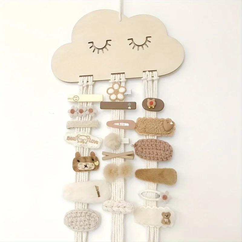 A Personal, Handmade DIY Cloud-shaped Wooden Hairpin Storage Box, Featuring 6 Storage Lines To Conveniently Store Hairpins