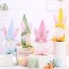 Easter Bunny Gnome Figurine Home Decor With Knitted Hat For Holiday Festivities