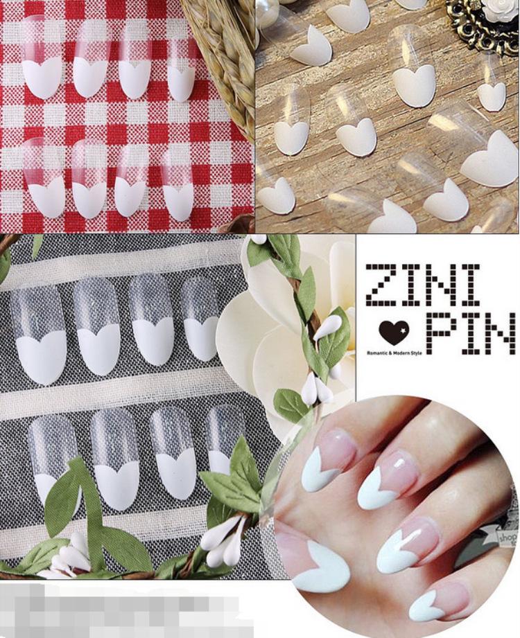 

Yudo Белые Круглые Французские Накладные Ногти - 24 Готовые Наклейки для Маникюра