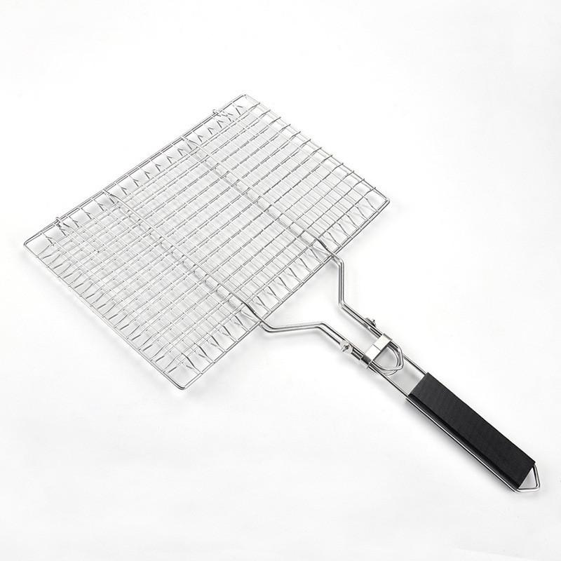 Durable Square Shape Bbq Grilling Basket Stainless Steel Mesh With Oil Brush