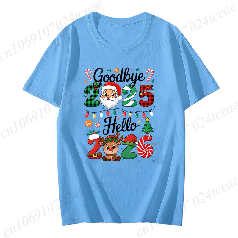 Goodbye 2025 Hello 2026 Tee Happy New Year 2026 Crew TShirts Christmas Matching Family tops New Year New Me TShirts Gift