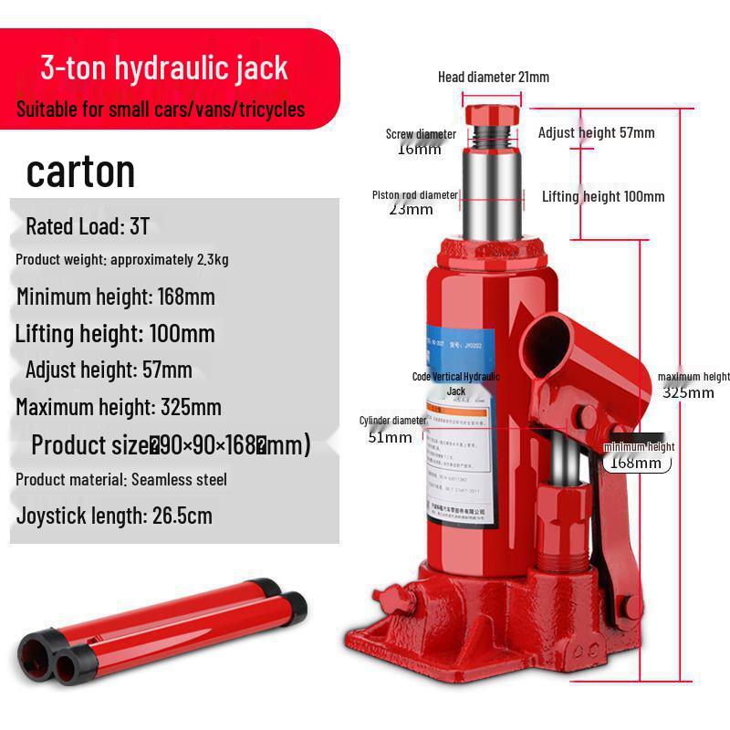 2-Ton Vertical Hydraulic Bottle Jack for Small Cars, Off-road SUVs, and Vans
