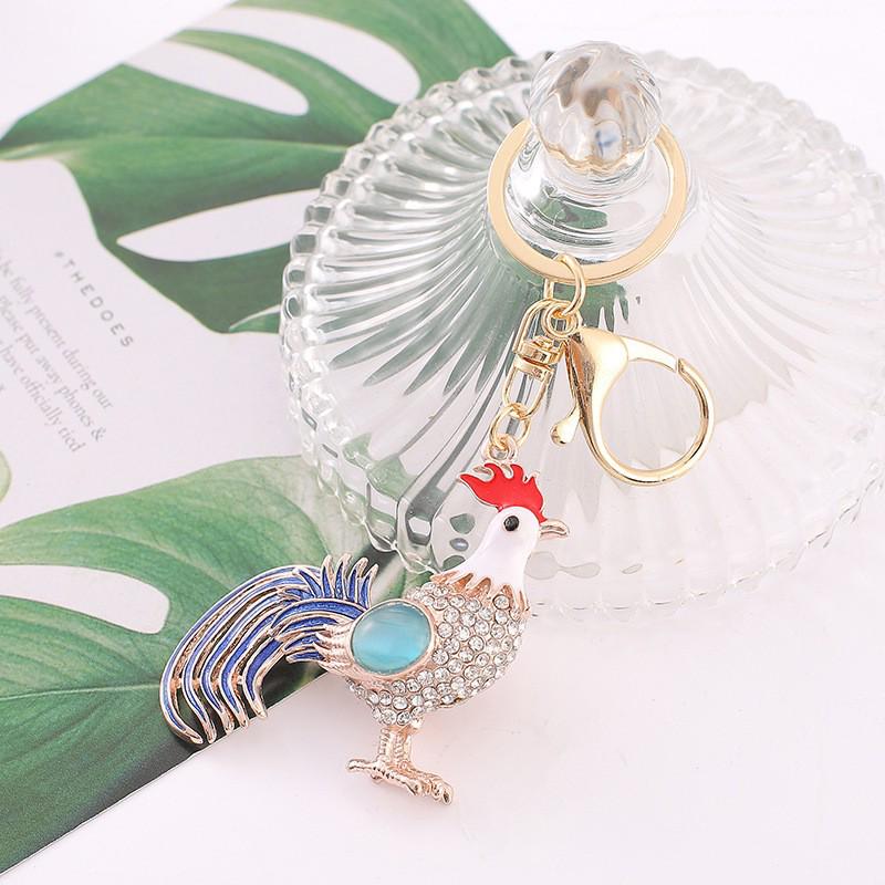 Colorful Rhinestone 3D Tiger Keychain and Metal Backpack Accessory