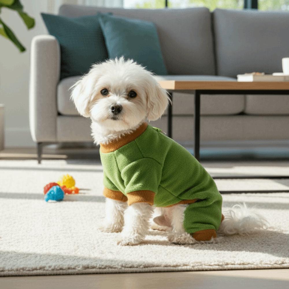 Fashion Warm Dog Jumpsuit Comfortable Soft Dog Towing Suit Cartoon Bear Pattern with D Ring Puppy Pajamas Autumn Winter