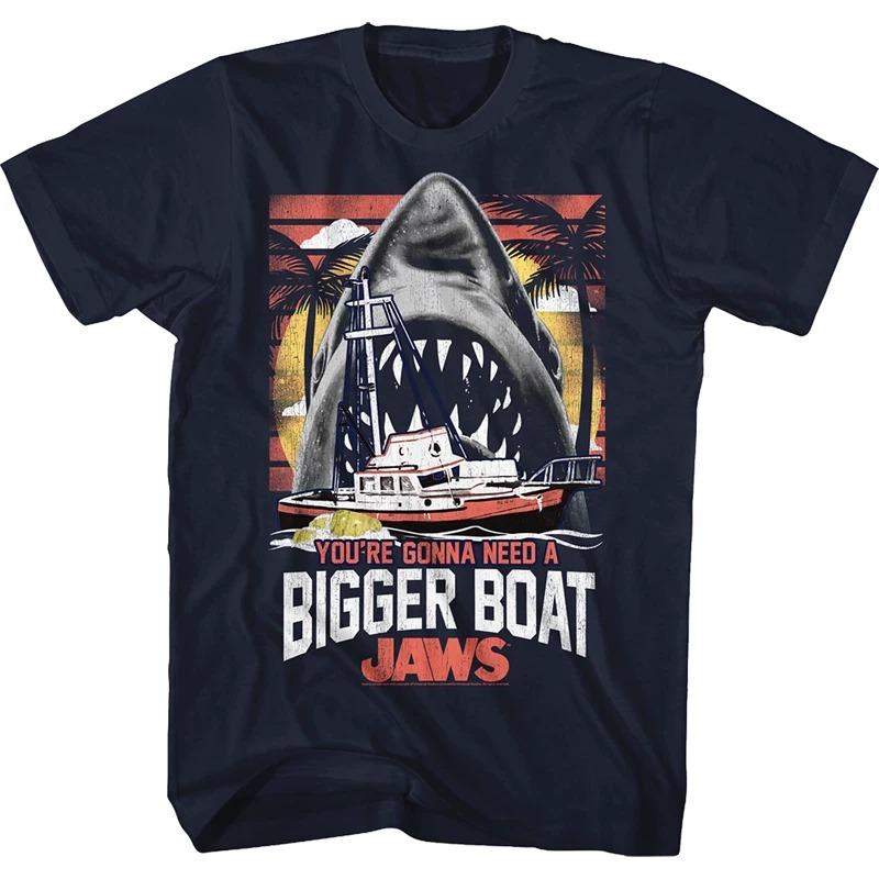 Jaws Bigger Boat Classic Graphic Tshirt Cotton Unisex Unisex Streetwear Tee