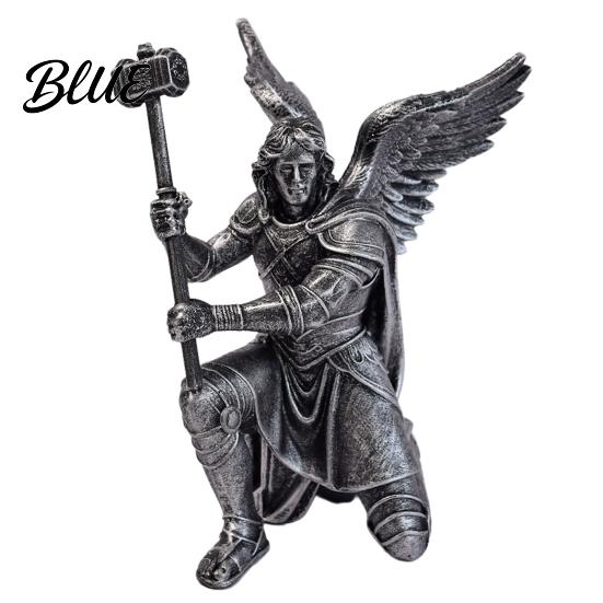 Decorative Bookcase Angel with Weapons Resin Winged Statue Ornament Warrior Soldier Figurine Retro Bronze & Gift for Art