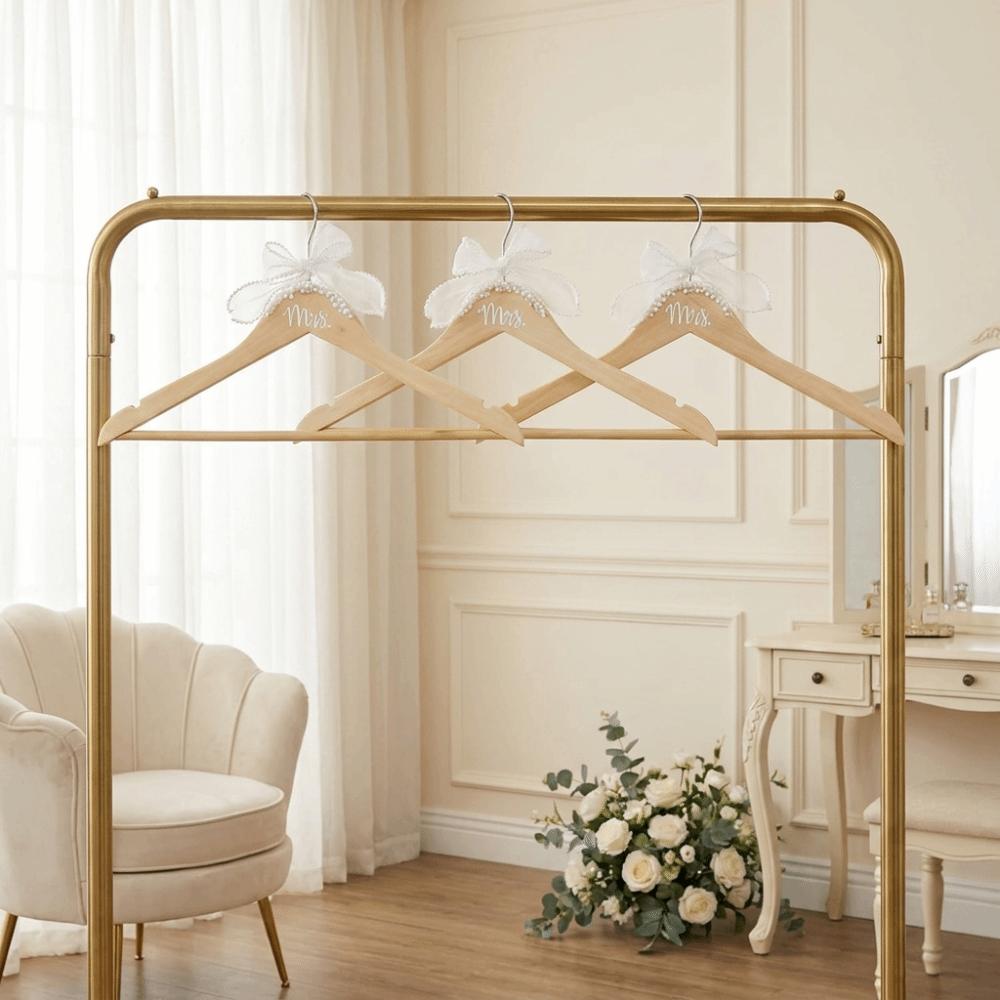 Adorned with Pearls Wooden Hanger Space-Saving Wedding Dress Hanger  Bridal Shower