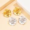 Geometric Baroque-Style Stainless Steel Round Pleated Earrings for Women - Personalized, Exaggerated Studs