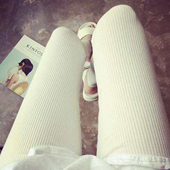 Maternity Ribbed Stretch Leggings with Adjustable Plus Pregnant Size L Leggings, Tights, Waist, Sizes, Women, Loungewear, White,