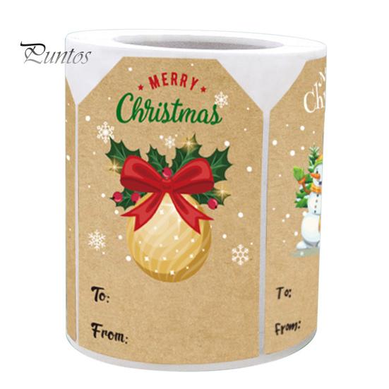 

250 шт./рулон, рождественский подарок, бирки, наклейки, самоклеящиеся крафт-бумаги, прозрачный печатный узор, устойчивые к выцветанию, рождественские наклейки 250