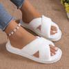Crossed Plush Slippers Autumn and Winter Four Seasons Indoor New Warm Leak Toe Fluffy Slippers