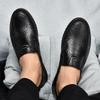 Spring Men Casual Leather Shoes Soft Sole Cowhide Fashion Driving Footwear