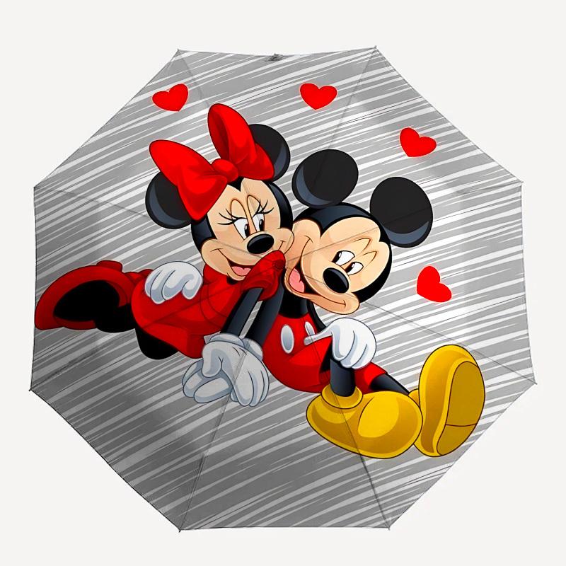 Mickey, Minnie Themed Automatic Opening and Closing Umbrella, Brightly Colored 8-rib Portable Umbrella, Suitable for Men and Women, A Perfect Gift for