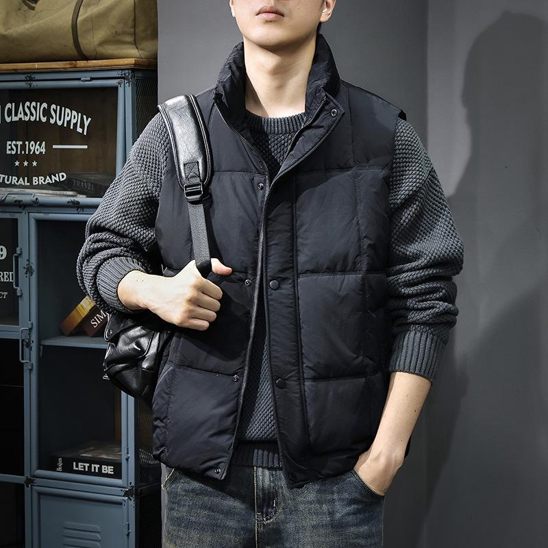

Men s Lightweight Waterproof Down Vest - Warm, Versatile, Solid Color Winter Jacket M (100-120 jin) чорний