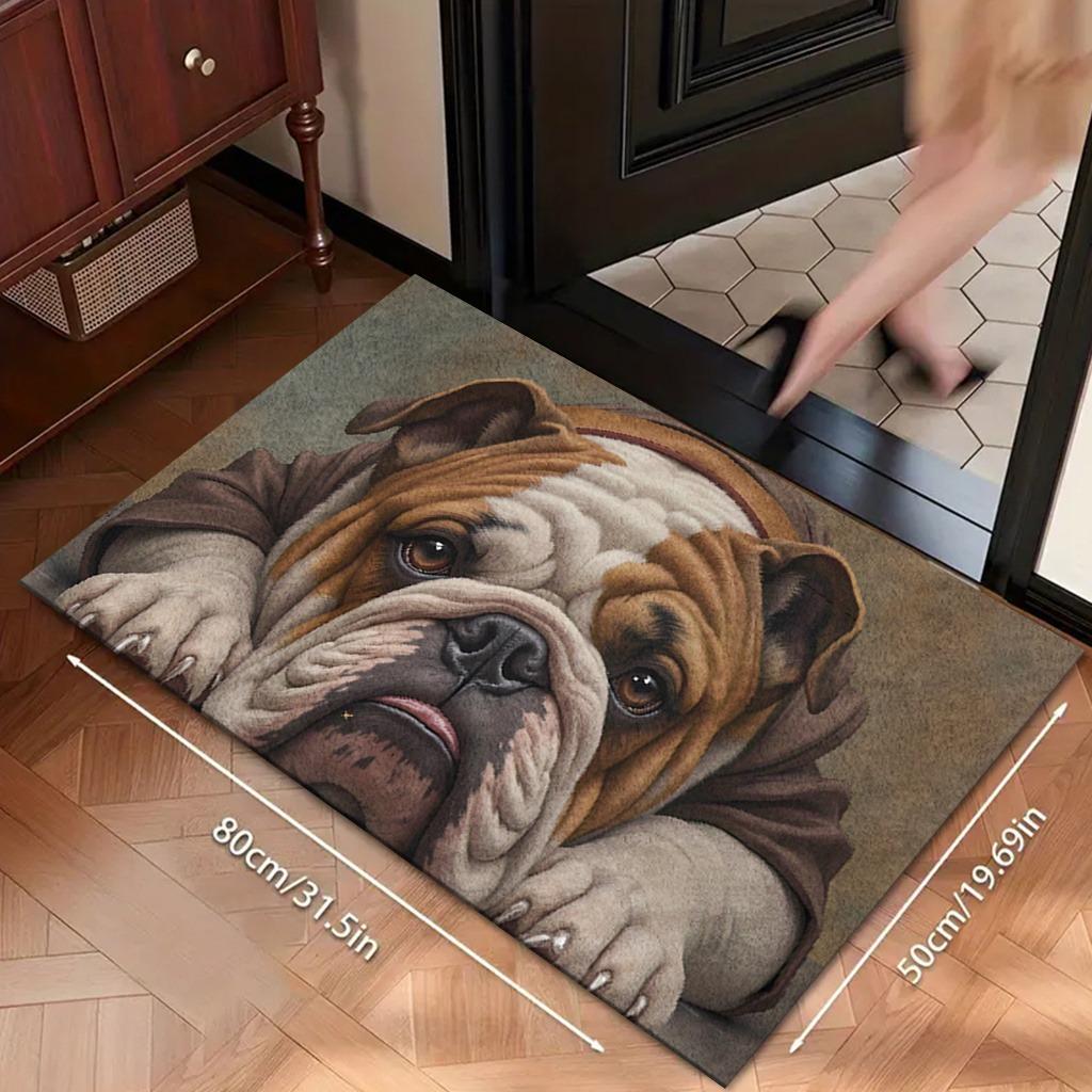 English Bulldog Fußmatte - Rutschfeste Innen-/Außen-Eingangsbodenmatte, Niedliches Bulldoggen-Gesicht Design