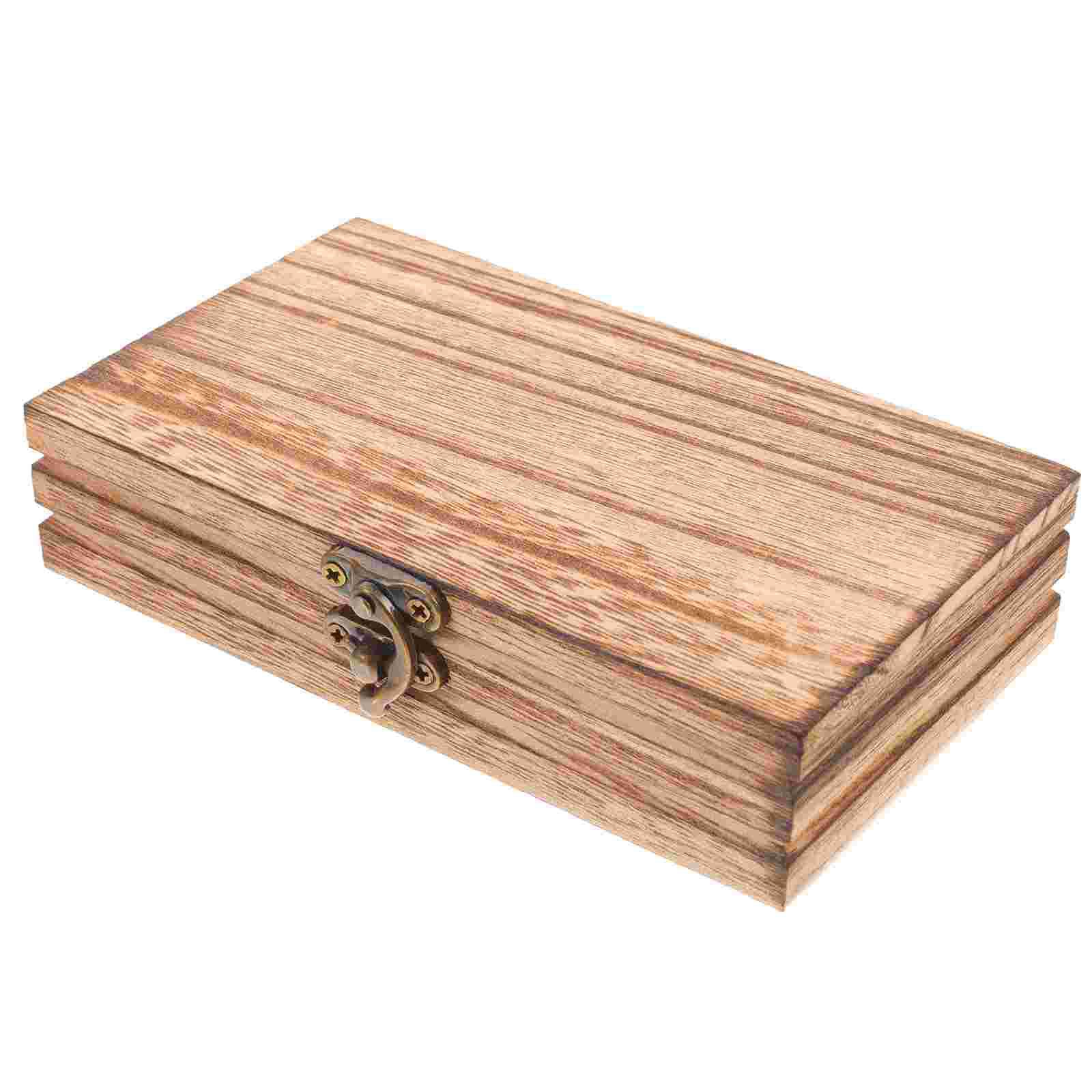 Wooden Storage Box With Lid Wooden Jewelry Box Keepsake Box Trinket Case Eyeglasses Case Home Storage Boxes ganization 14.5X9cm светло-коричневого