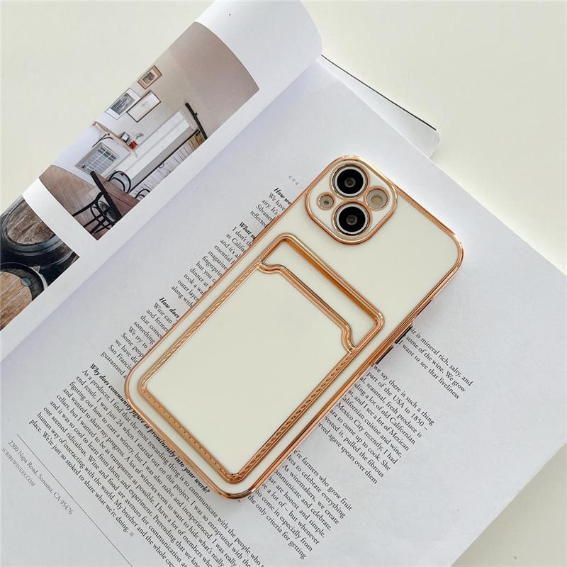 Luxus Goldbeschichtung Kartenfach Handyhülle für iPhone 13 12 11 Pro Max XR XS Max X 7 8 Plus Brieftasche Weiche Silikon Stoßfeste Hülle