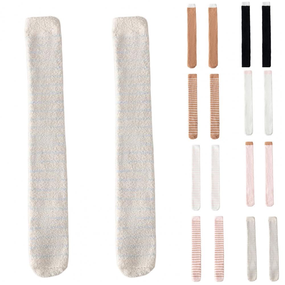 1 Pair Women Coral Fleece Stockings Thigh High Plush Thermal Socks Autumn Winter Long Tube Stockings for Daily Wear