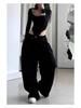Women's Retro Wide-Leg Jogger Sweatpants - Autumn Casual Floor-Length Trousers