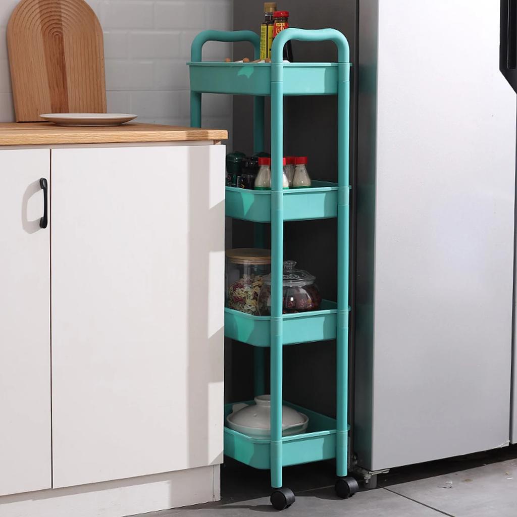 Multi Functional Kitchen Trolley Organizer Storage Rack Multi-Tiered Kitchen Cart with 360° Swivel Wheels Large Capacity Shelf