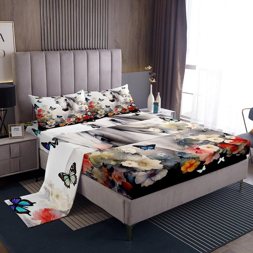 Cute Cartoon Panda Pattern Bed Hat Four-Piece Bedding Set Bedroom Dormitory Bedding Decoration