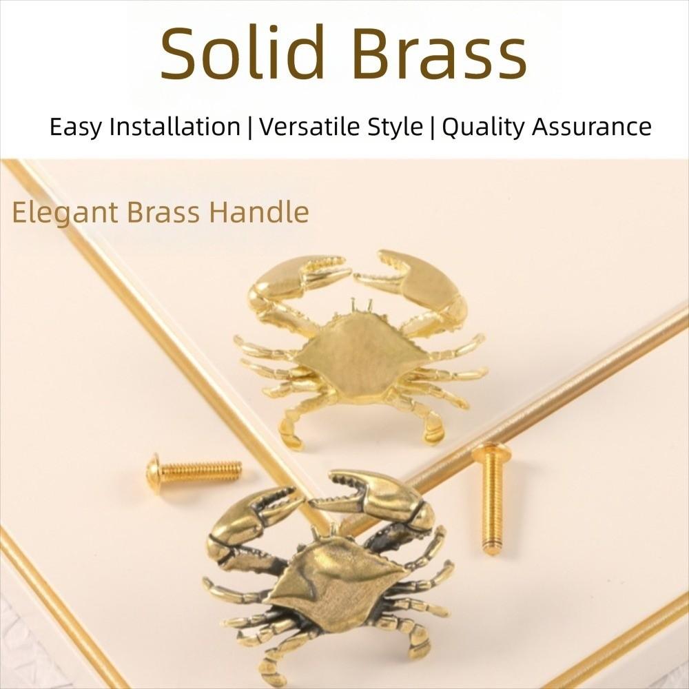 Hardware Crab Design Drawer Handles Luxury Closet Door Knobs Trendy Brass Cabinet Pulls  Window