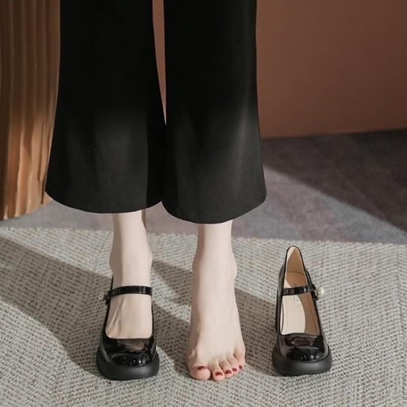 2025 Brand Women's Shoes Buckle Strap Women's High Heels Fashion Round Toe Dress Pumps Women Hot Sale Shallow Mary Jane Shoes